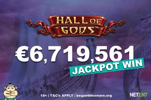 NetEnt Hall of Gods Mobile Jackpot Slot Win